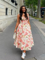 Floral Print Corset Midi Dress H6393