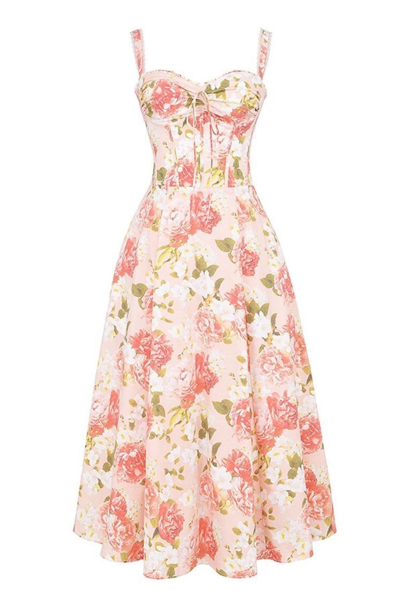 Floral Print Corset Midi Dress H6393