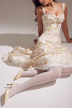 Floral Print Corset Midi Dress H6393