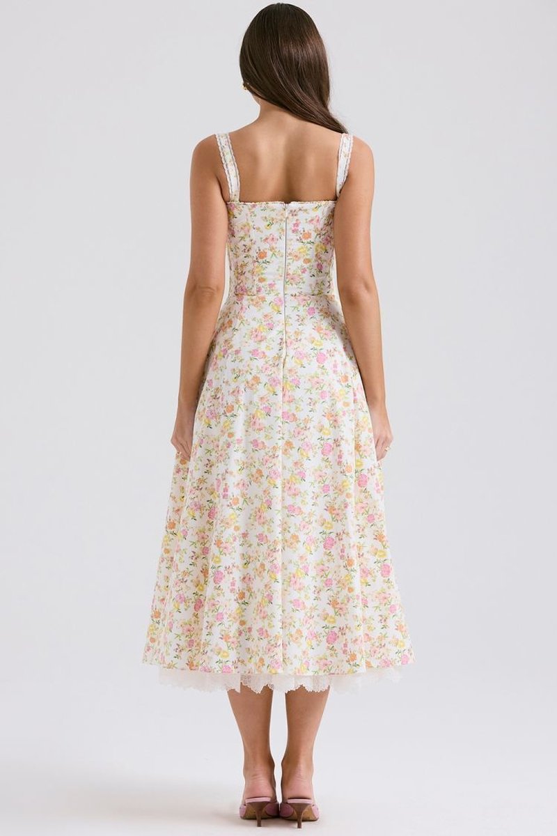 Floral Print Corset Midi Dress H6393