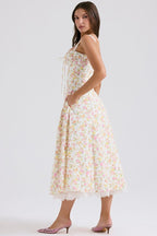 Floral Print Corset Midi Dress H6393