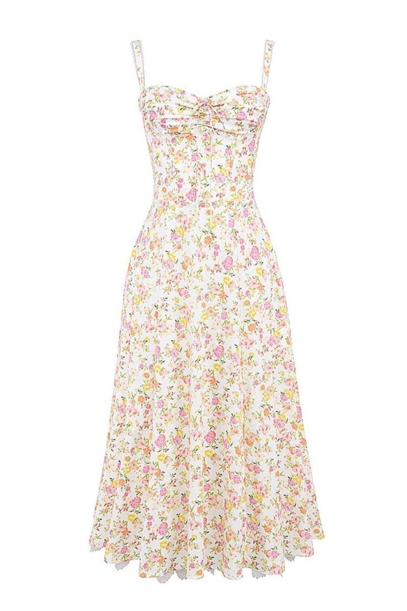 Floral Print Corset Midi Dress H6393