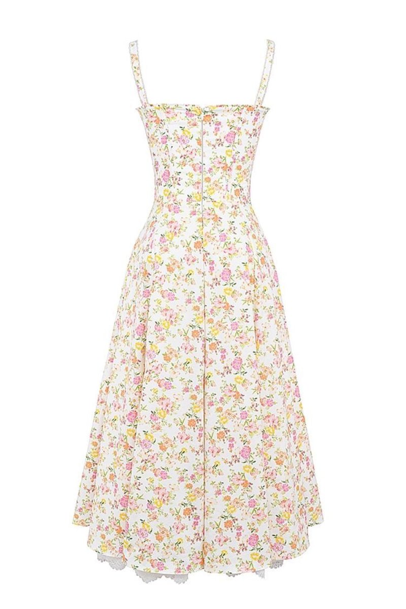 Floral Print Corset Midi Dress H6393