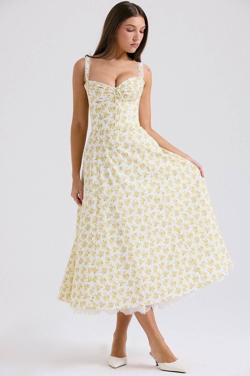 Floral Print Corset Midi Dress H6393
