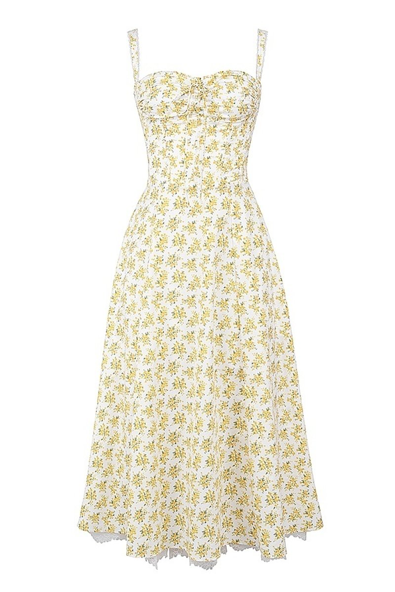 Floral Print Corset Midi Dress H6393