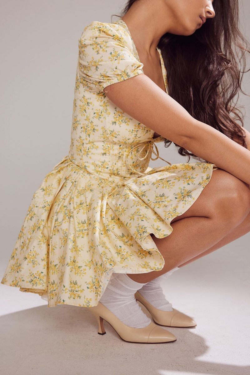 Floral Print Puff Sleeve Mini Dress H6324