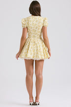 Floral Print Puff Sleeve Mini Dress H6324