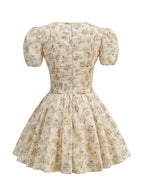 Floral Print Puff Sleeve Mini Dress H6324