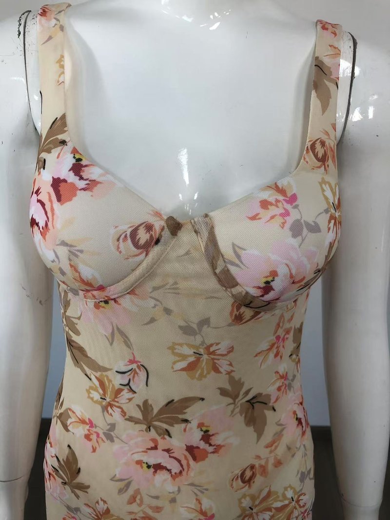 Floral Print Sleeveless Maxi Dress H6679