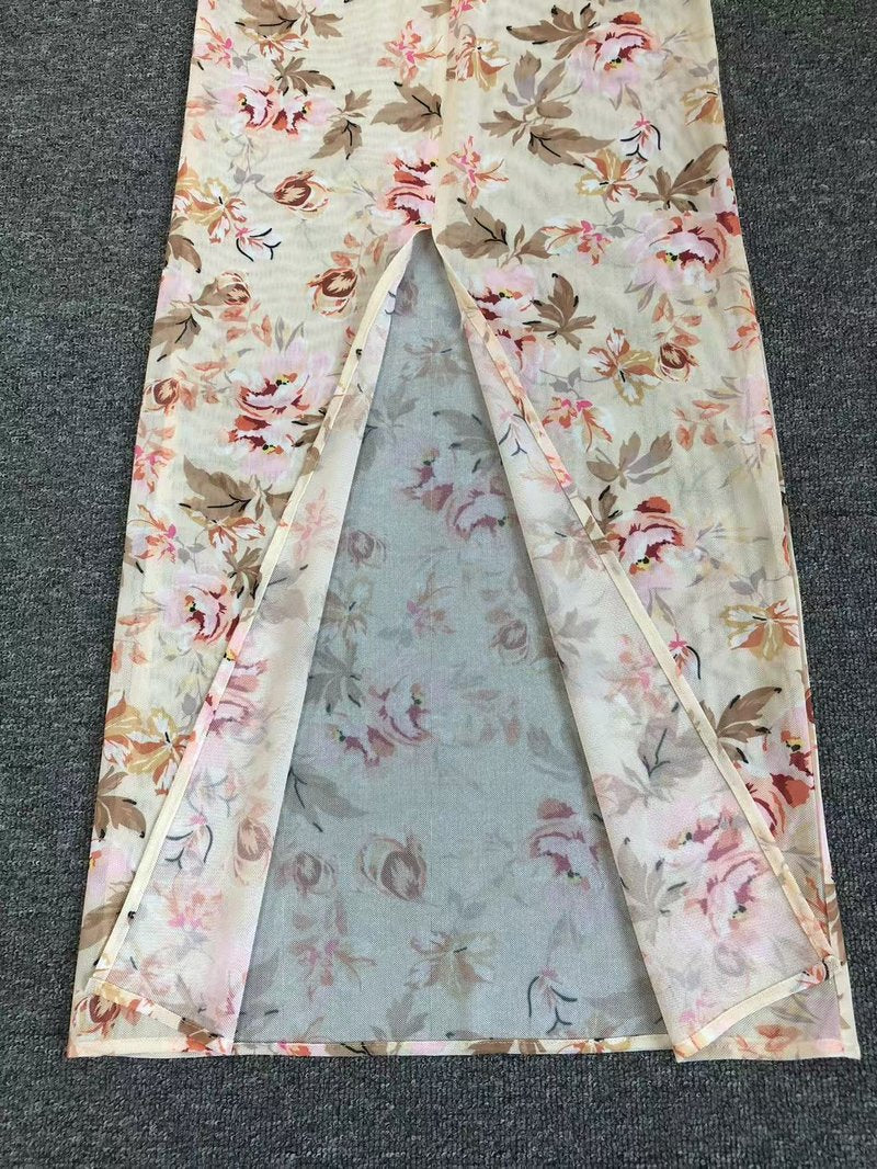 Floral Print Sleeveless Maxi Dress H6679