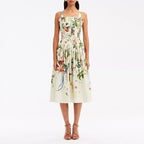 Floral Print Square Neck Midi Dress H6373