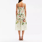 Floral Print Square Neck Midi Dress H6373