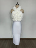 Floral Rose Halter Midi Dress H6617