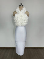 Floral Rose Halter Midi Dress H6617