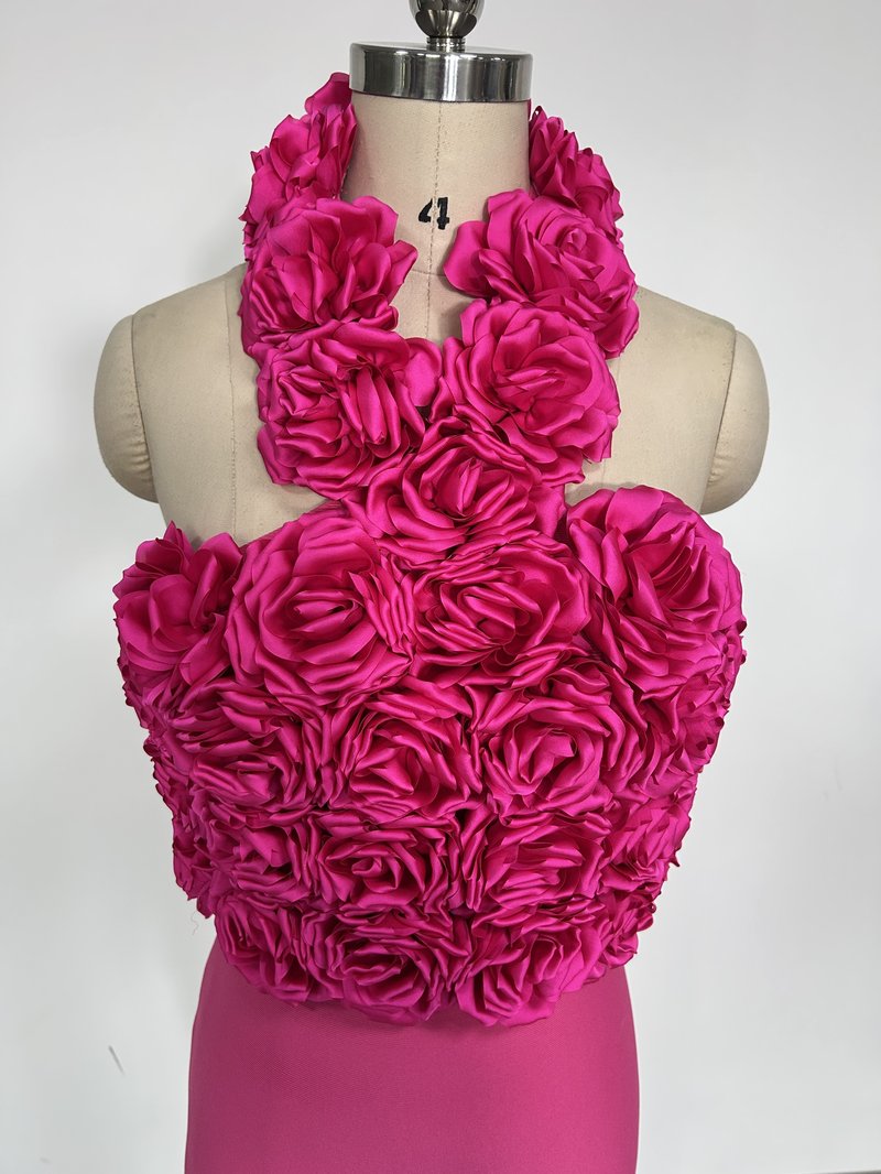 Floral Rose Halter Midi Dress H6617