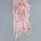 Floral Ruffle Asymmetrical Maxi Dress H6432