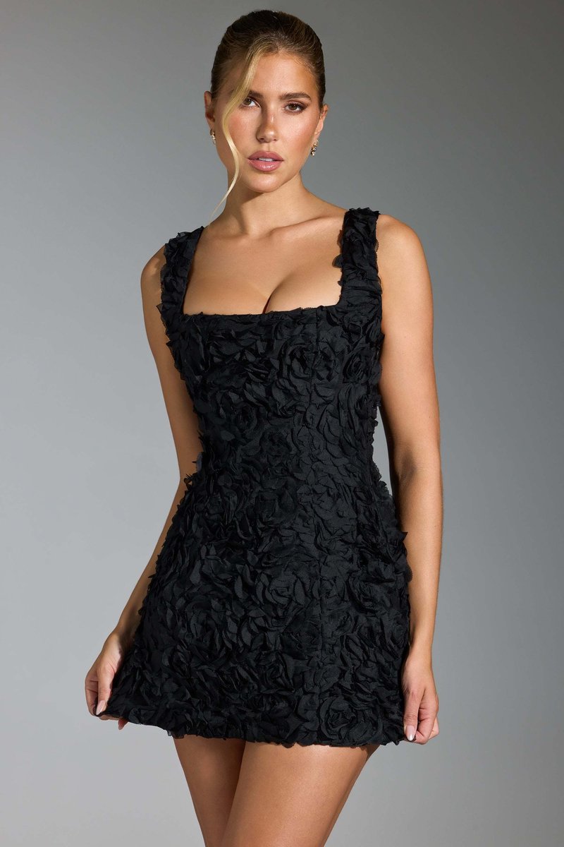 Floral Ruffle Blue Mini Dress H6289