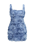 Floral Ruffle Blue Mini Dress H6289