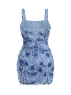Floral Ruffle Blue Mini Dress H6289