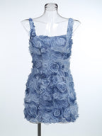 Floral Ruffle Blue Mini Dress H6289
