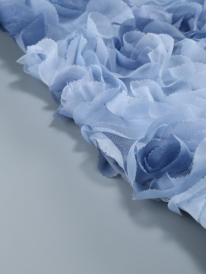 Floral Ruffle Blue Mini Dress H6289