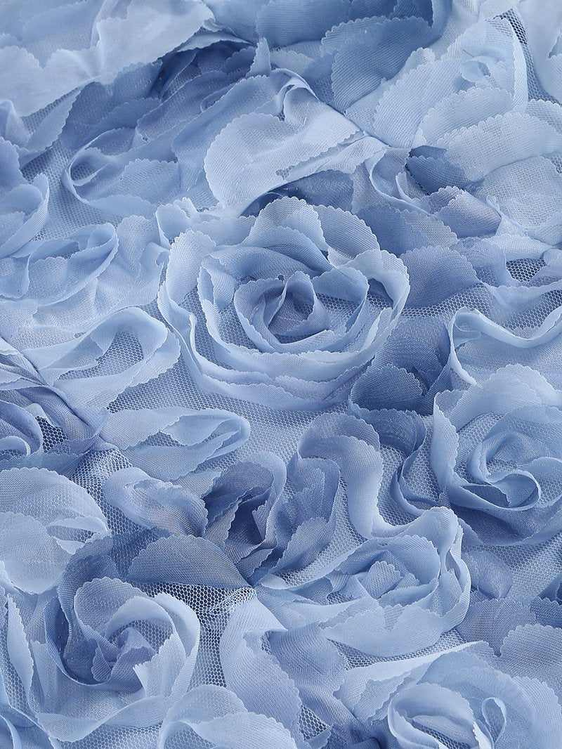 Floral Ruffle Blue Mini Dress H6289