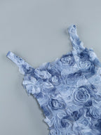 Floral Ruffle Blue Mini Dress H6289