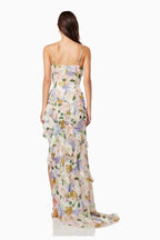 Floral Ruffle Spaghetti Strap Maxi Dress H6353