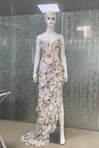 Floral Ruffle Spaghetti Strap Maxi Dress H6353