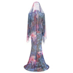 Galaxy Print Long Sleeve Mermaid Dress H6557