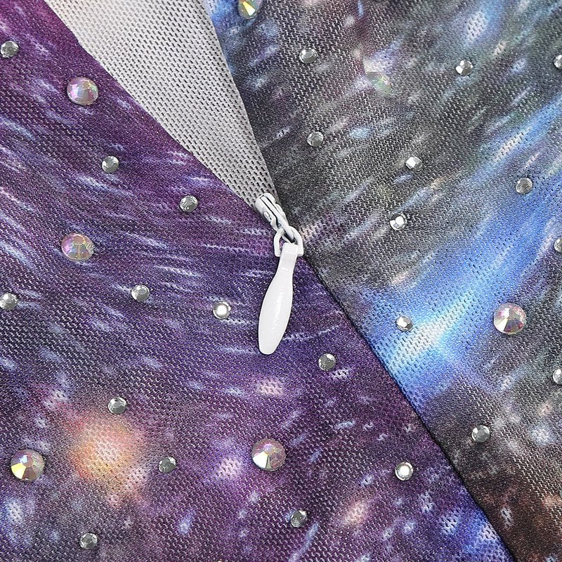 Galaxy Print Long Sleeve Mermaid Dress H6557