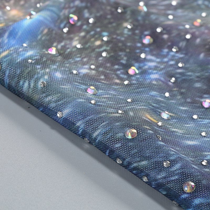 Galaxy Print Long Sleeve Mermaid Dress H6557