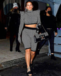 Geometric Print Crop Top & Biker Shorts Set H3186