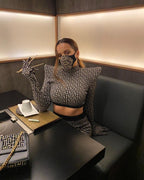 Geometric Print Crop Top & Biker Shorts Set H3186