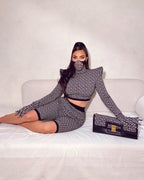 Geometric Print Crop Top & Biker Shorts Set H3186