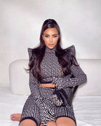 Geometric Print Crop Top & Biker Shorts Set H3186