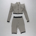 Geometric Print Crop Top & Biker Shorts Set H3186