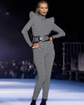 Geometric Print High-Neck Jumpsuit H3342