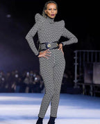 Geometric Print High-Neck Jumpsuit H3342
