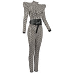 Geometric Print High-Neck Jumpsuit H3342