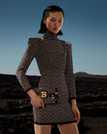 Geometric Print High Neck Mini Dress H3608