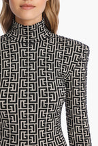 Geometric Print High Neck Mini Dress H3608