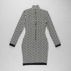 Geometric Print High Neck Mini Dress H3608