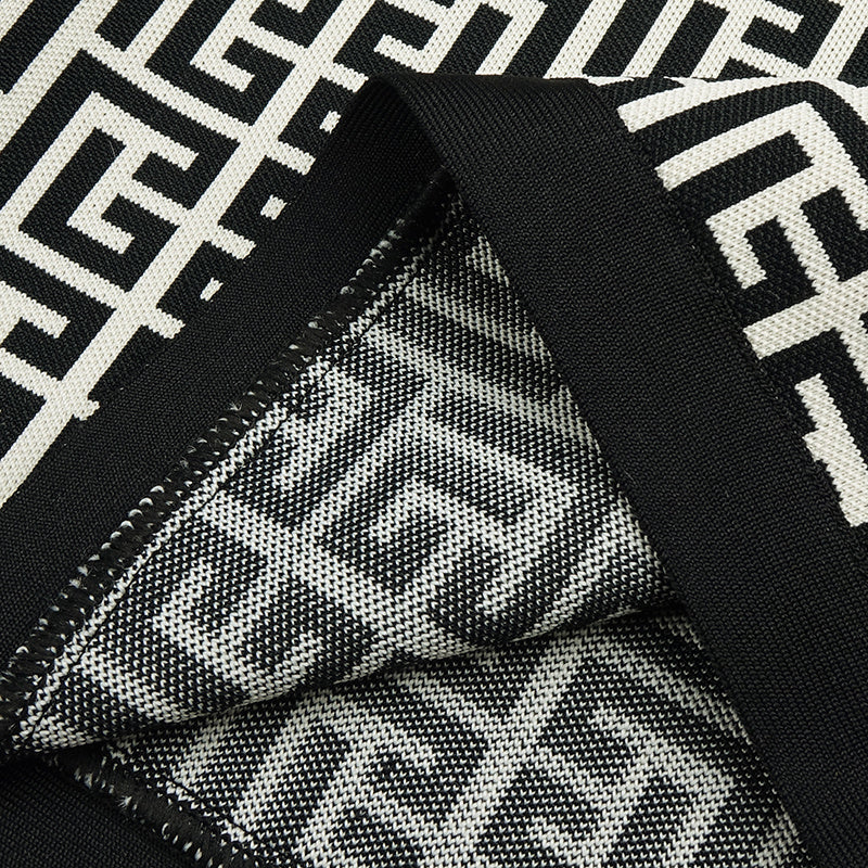 Geometric Print High Neck Mini Dress H3608