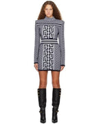 Geometric Print Turtleneck Mini Dress H6086