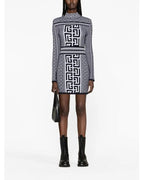 Geometric Print Turtleneck Mini Dress H6086