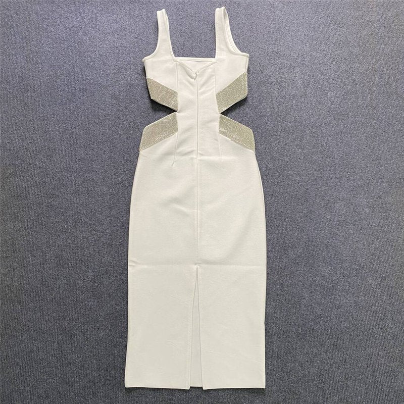 Glitter Cutout Bandage Midi Dress H6209