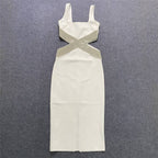 Glitter Cutout Bandage Midi Dress H6209