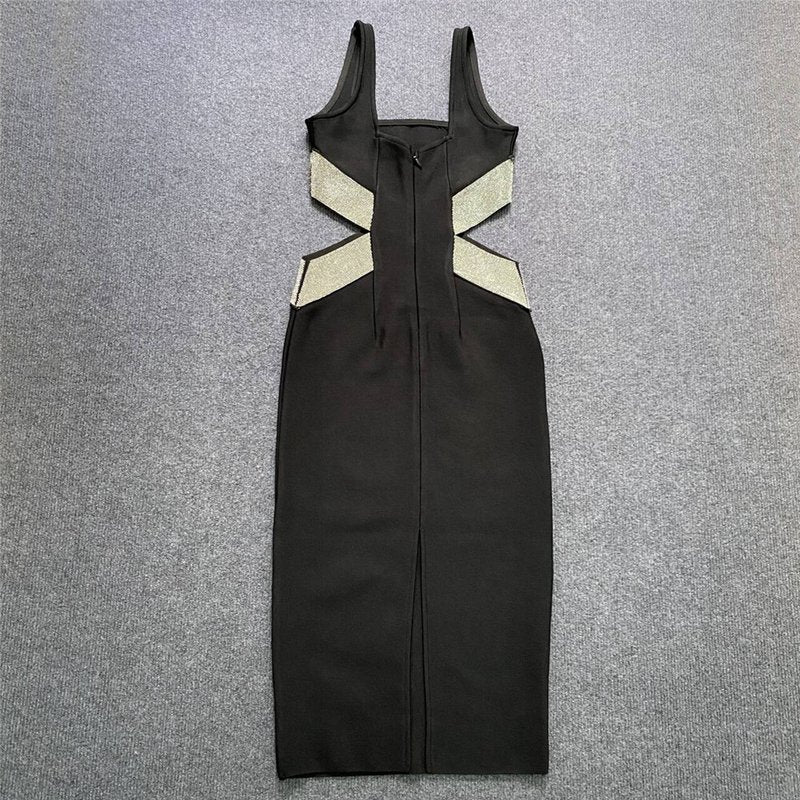 Glitter Cutout Bandage Midi Dress H6209