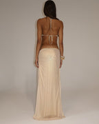 Gold Cutout Halter Maxi Dress H7021